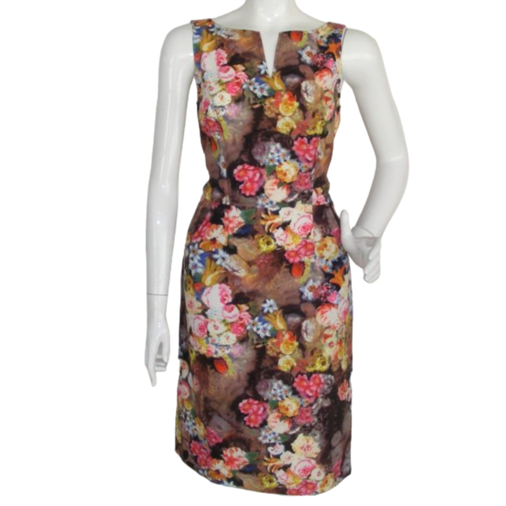 ESHAKTI Dress, M, Floral, Sleeveless, Split neck, Pockets! Side Zipper,Washable.